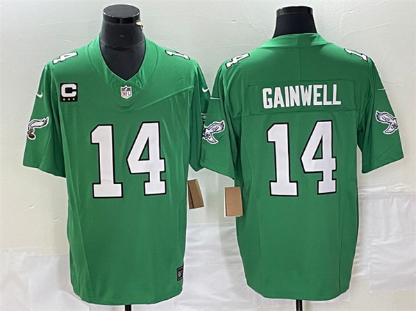 Men's Philadelphia Eagles #14 Kenneth Gainwell Green 2023 F.U.S.E. With C Patch Vapor Untouchable Football Stitched Jersey